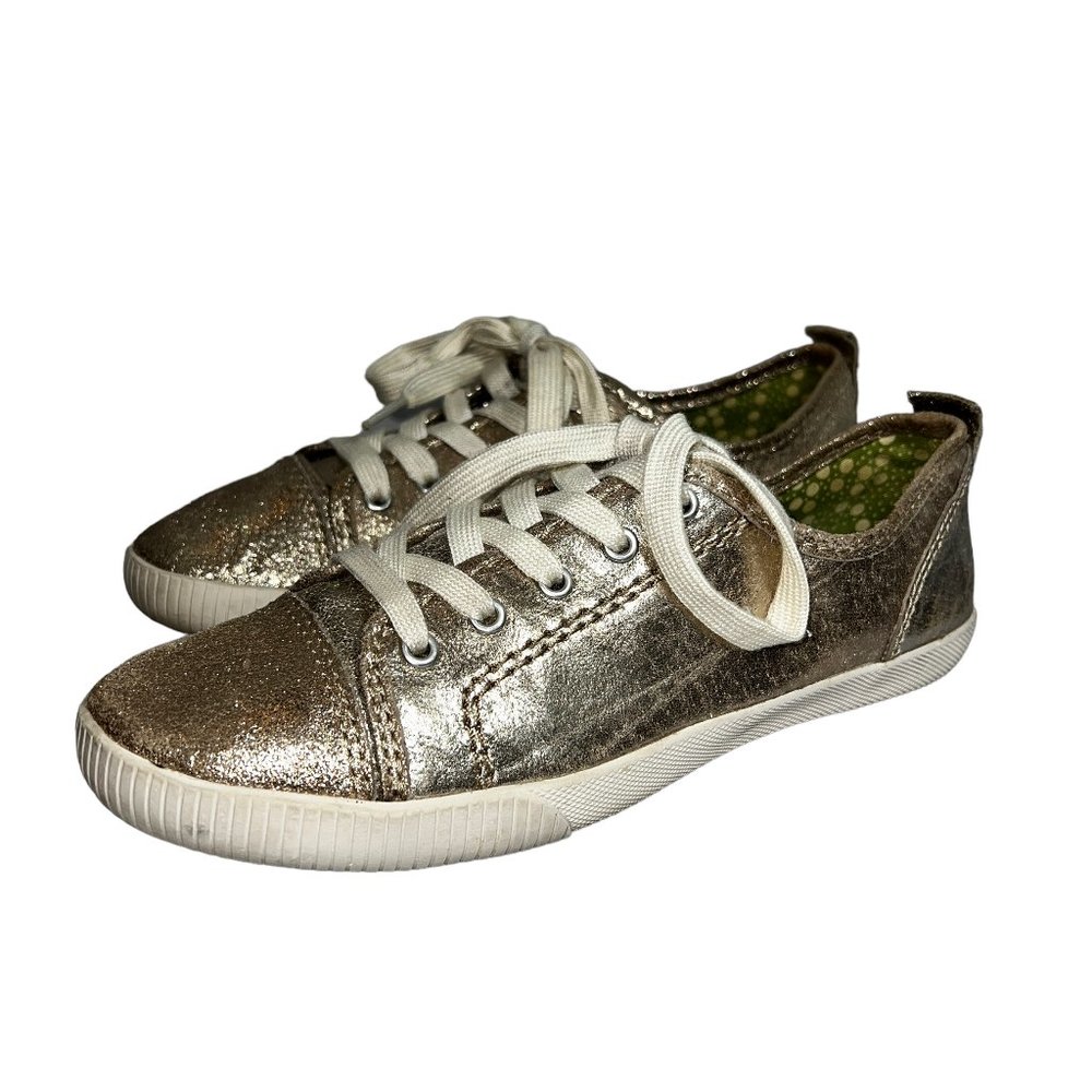 Boden Gold Metallic Canvas Low-Profile Lace-Up Sneakers Size 38 or 7